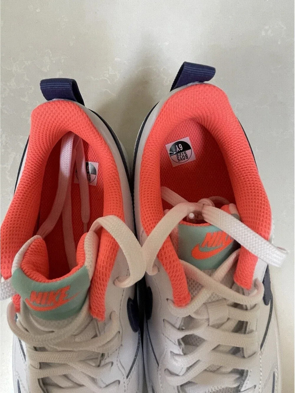 Nike Court Borough Low 2 Sneakers - White/Black/Orange - Size 6